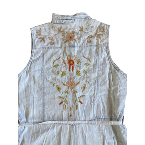 Women’s Nostalgia Western Embroidered Sleeveless Denim Jean Dress Size Large - Picture 3 of 5